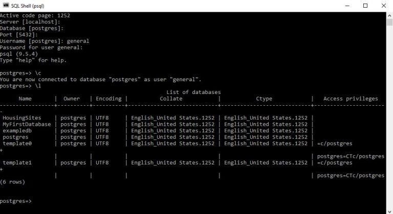 Postgres Command List All Databases